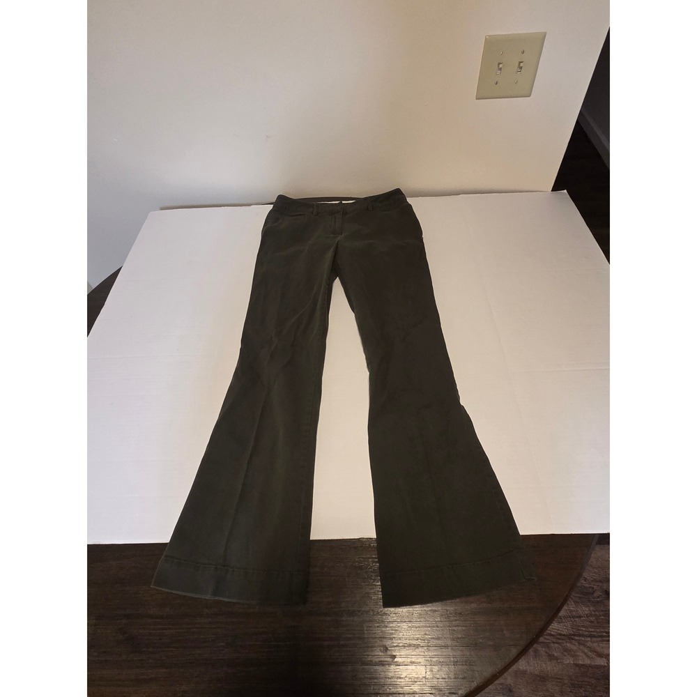 Christopher & Banks Womens Size 6 Dark Olive Green Stretch Flare Leg Pants